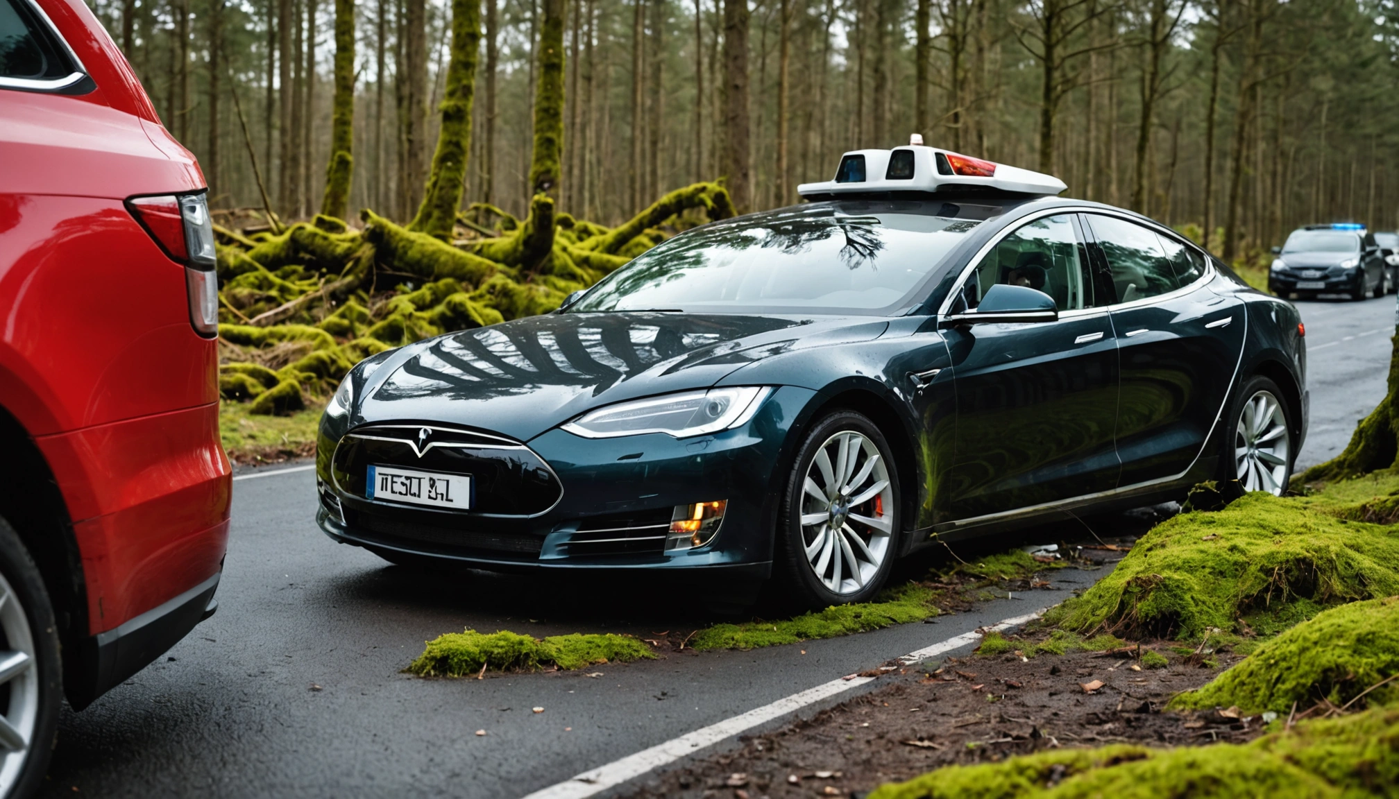 Tesla kørte i mose på mosegårdvej i gentofte
