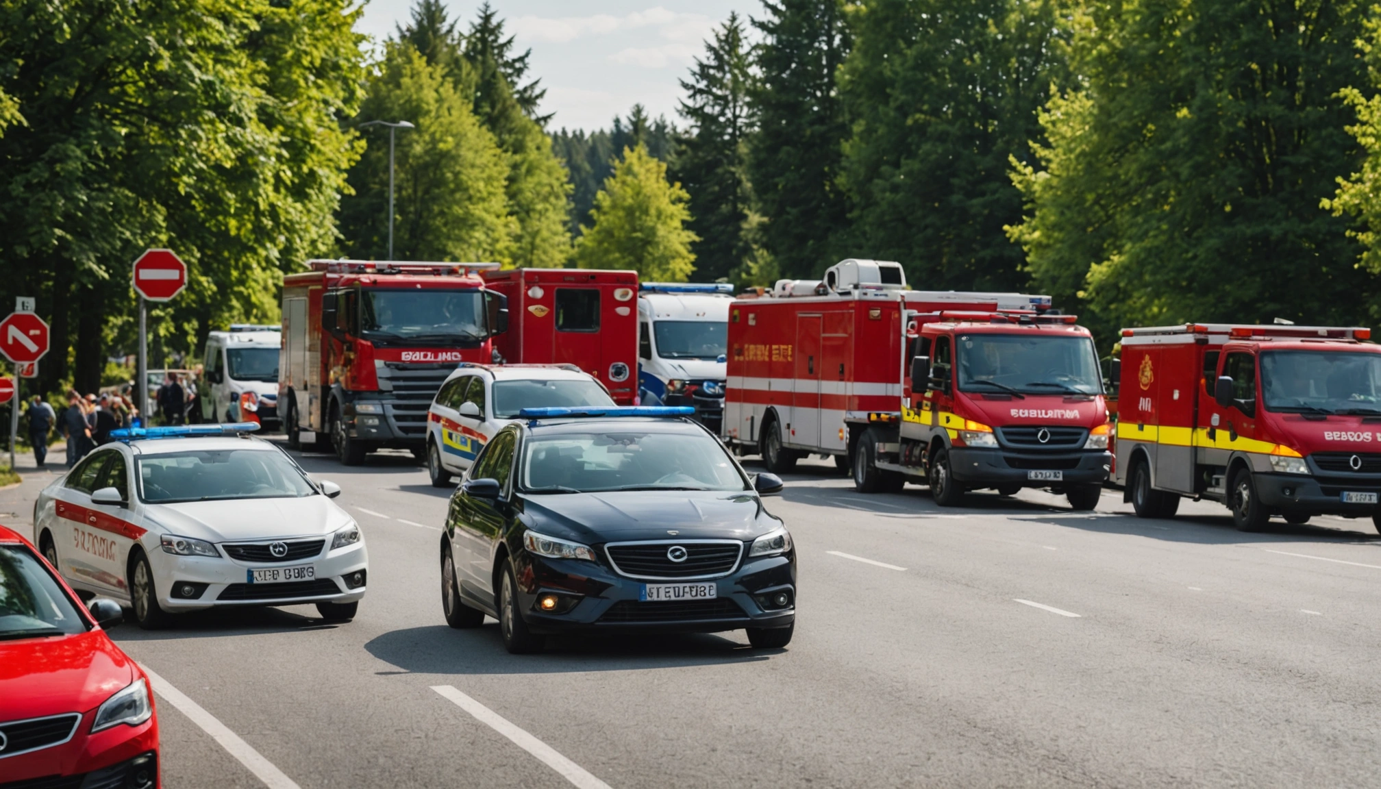 Alvorlig trafikulykke i Bollnäs med flere tilskadekomne og bilbrand