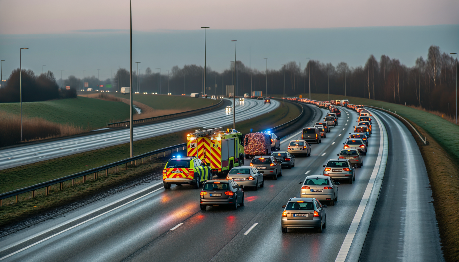 Massiv kø på E20 ved Odense efter flere uheld