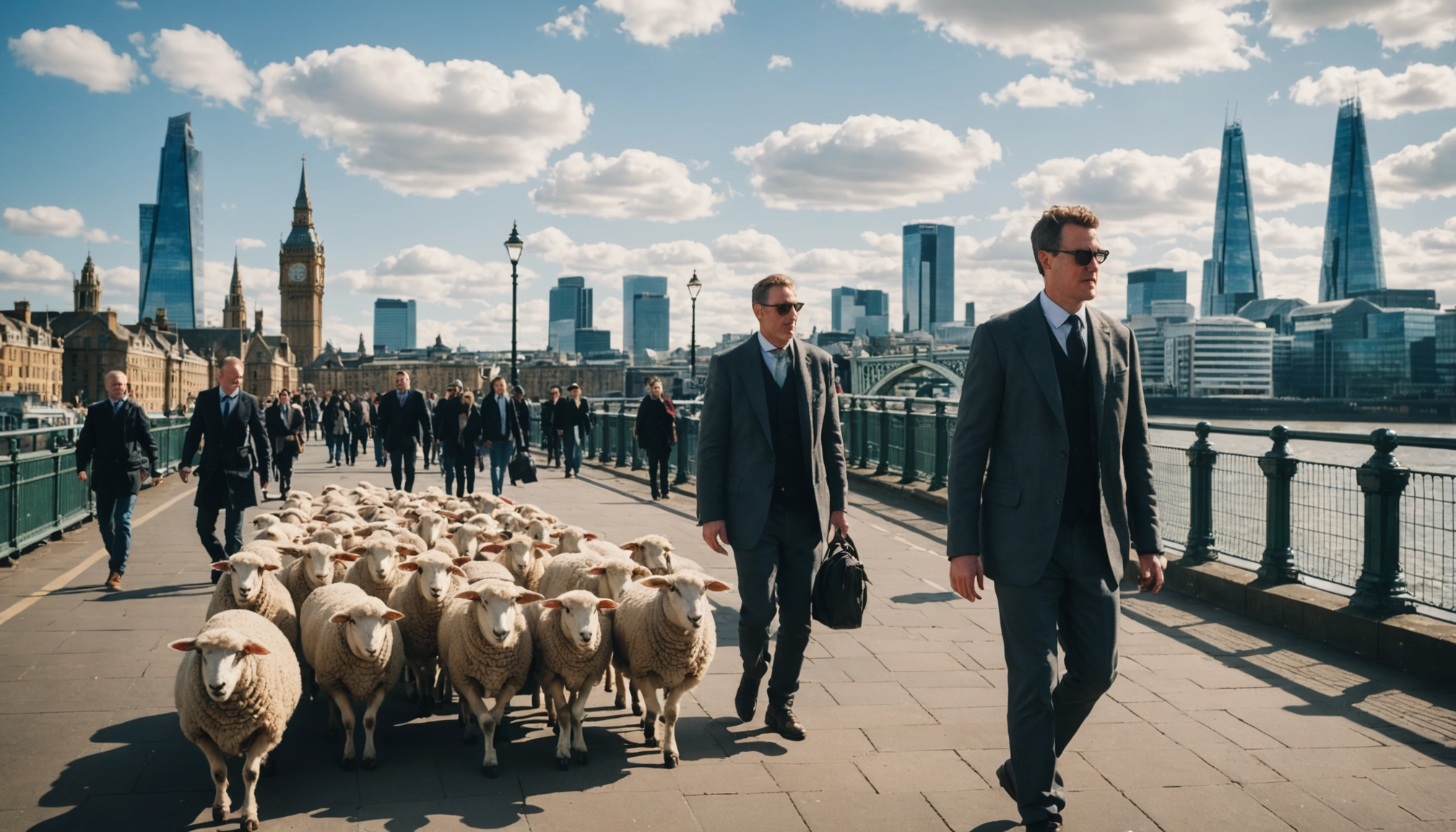 Får gårtur over londonbro hylder gammel tradition
