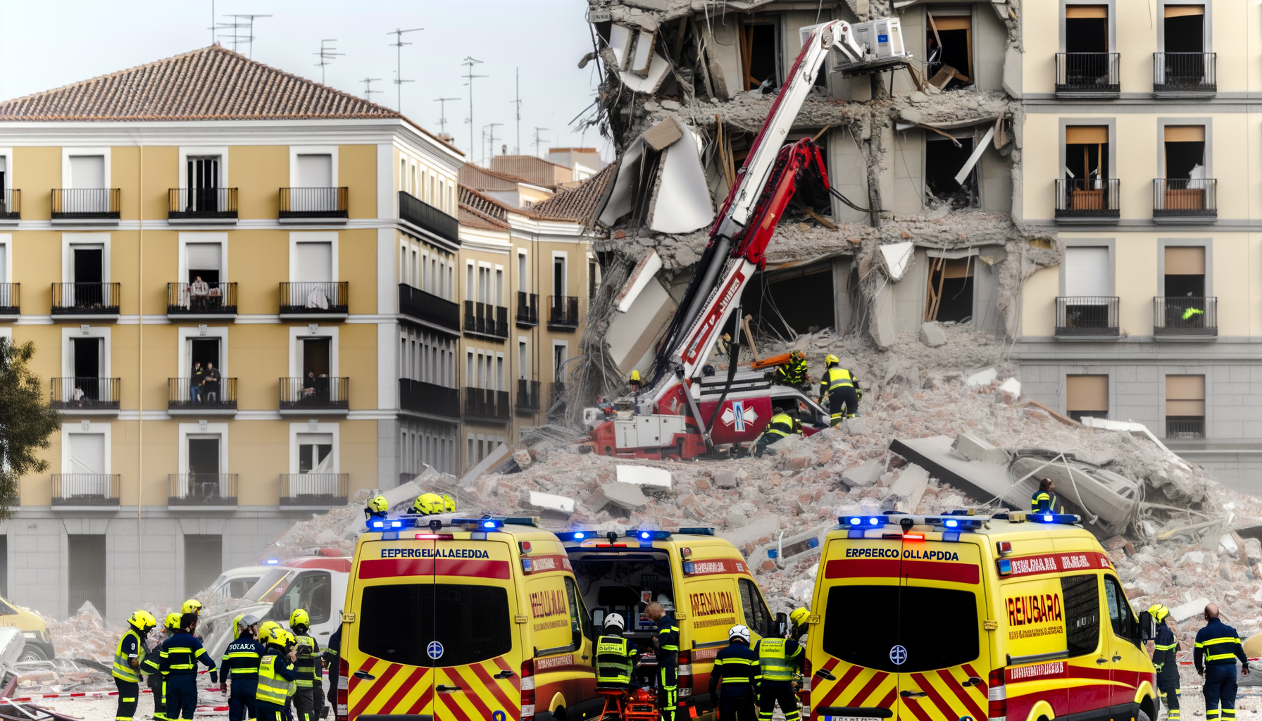 Alvorligt sammenstyrtning i Madrid: flere savnes og en såret