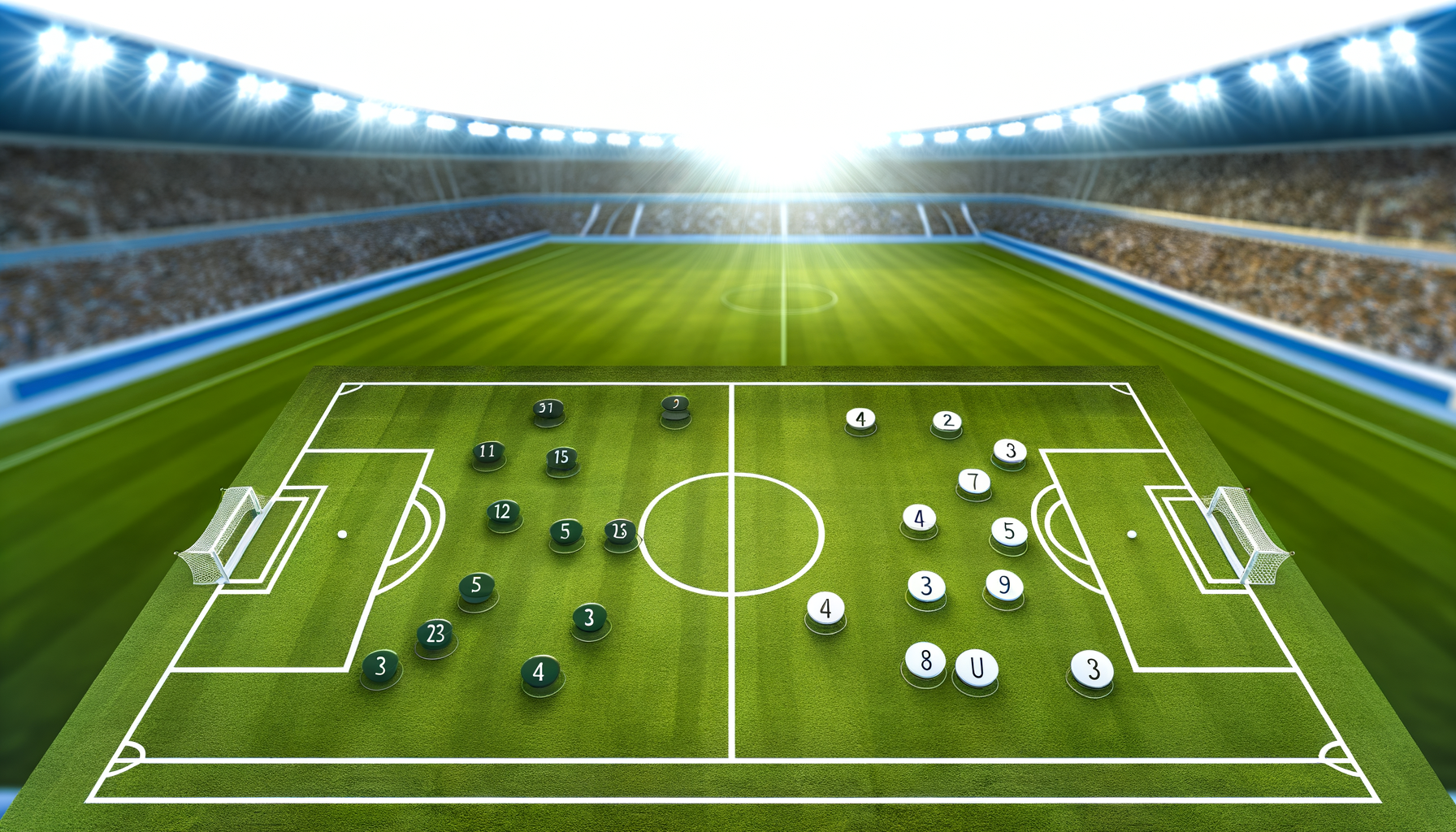 Diagram of half a football pitch showing formations and tactics