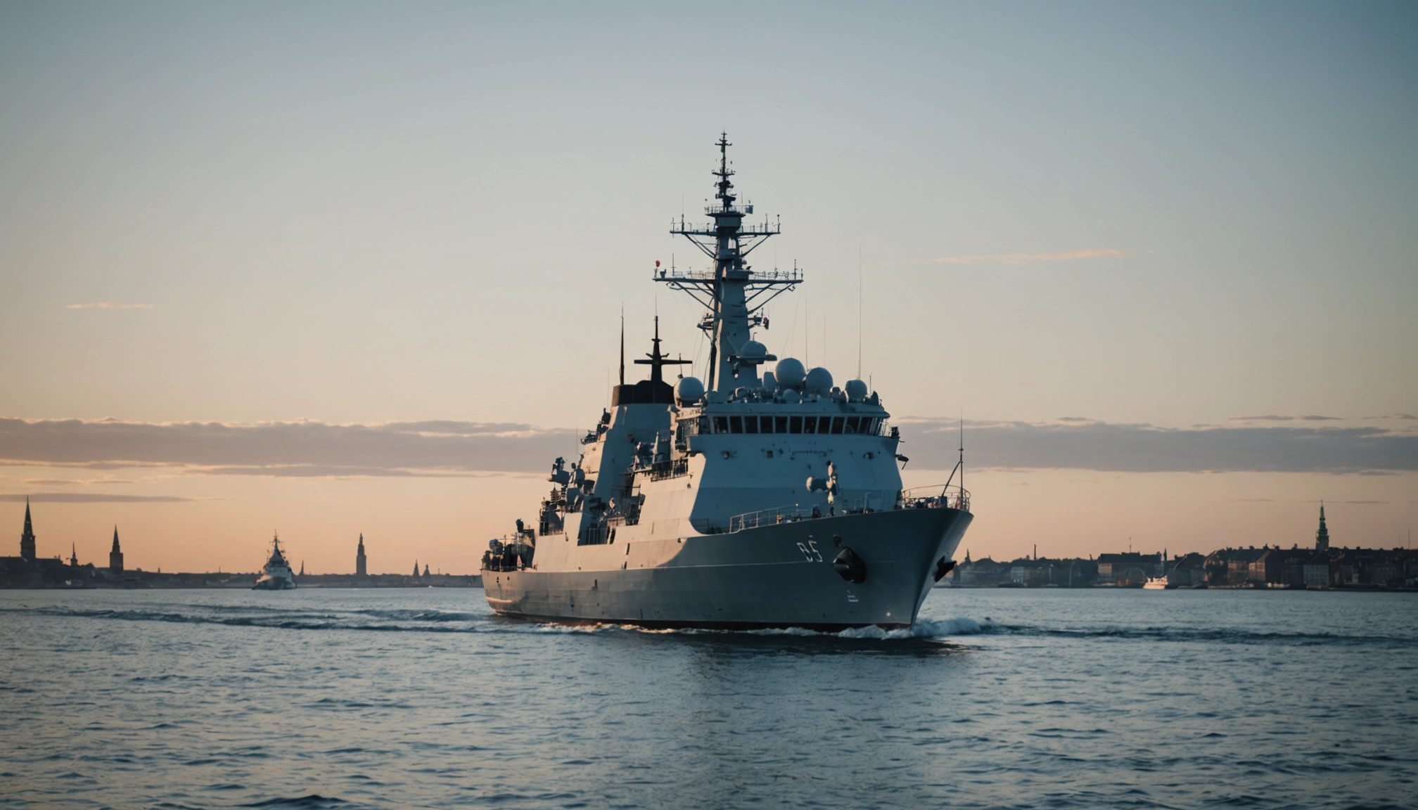 Esbern Snare fregatten patruljerer efter droneangreb ved København