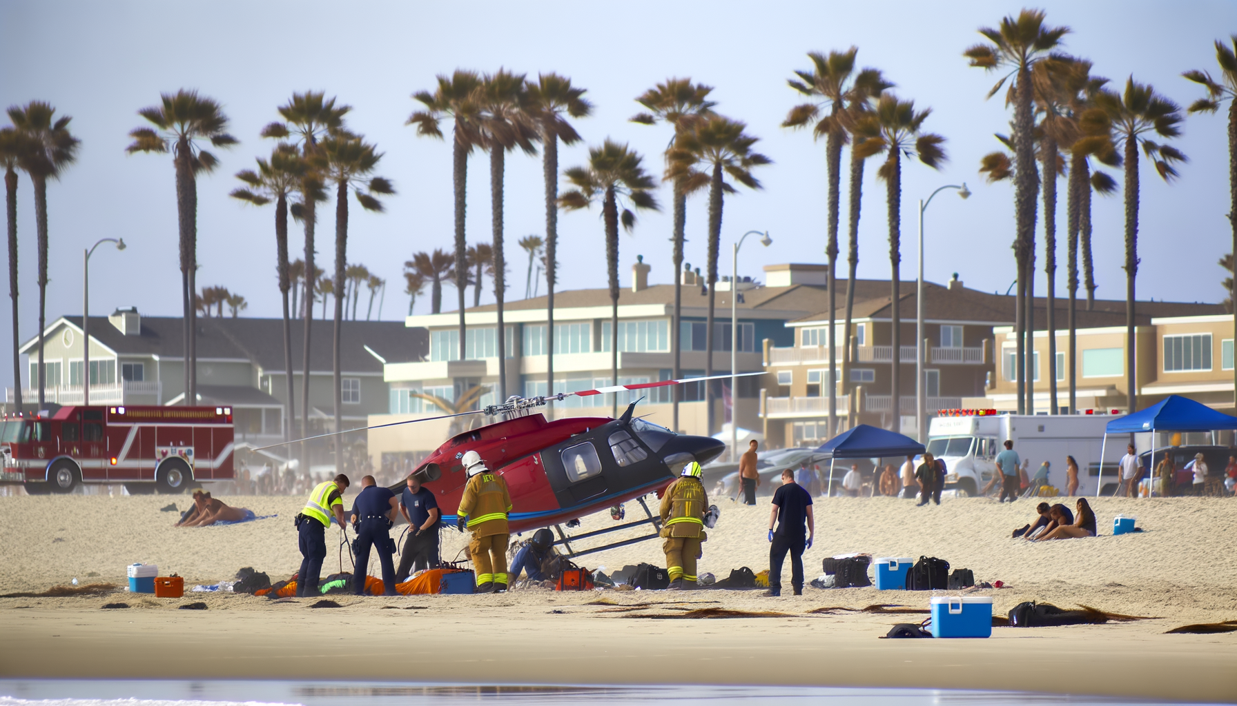 Helikopter styrter ned på populær strand i Californien