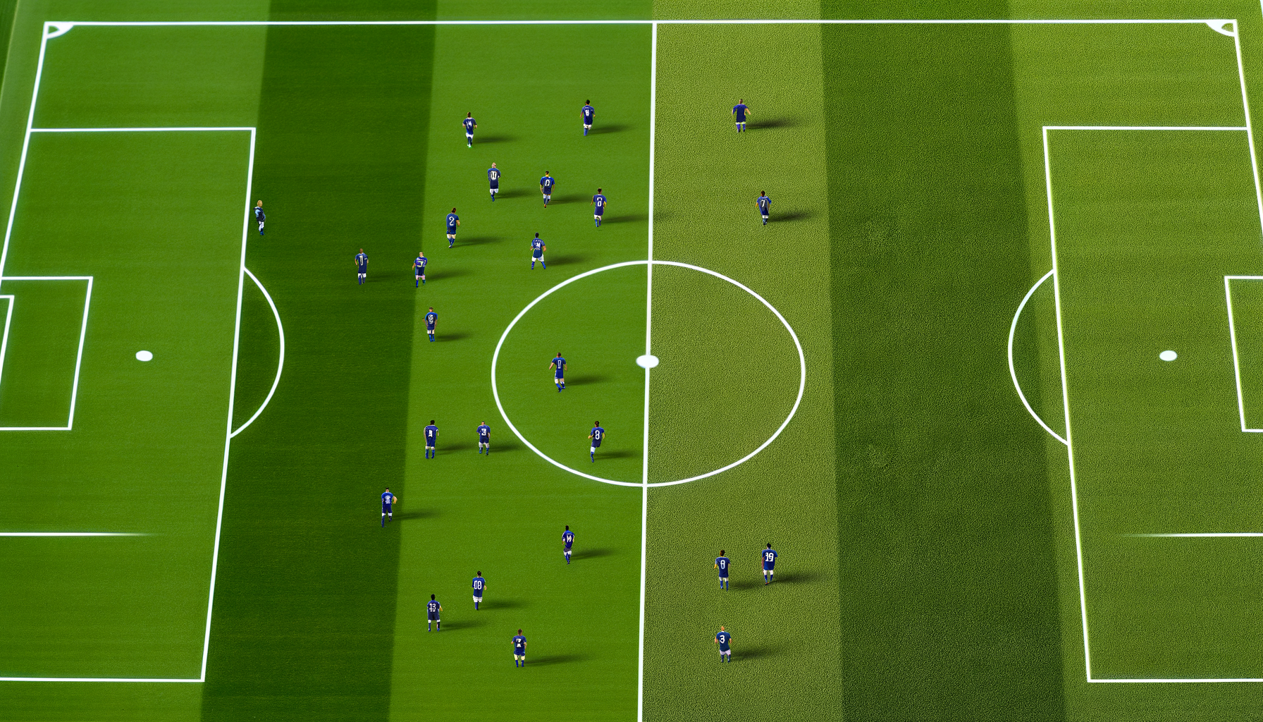 Diagram of Half a Football Pitch Showing Key Team Formations