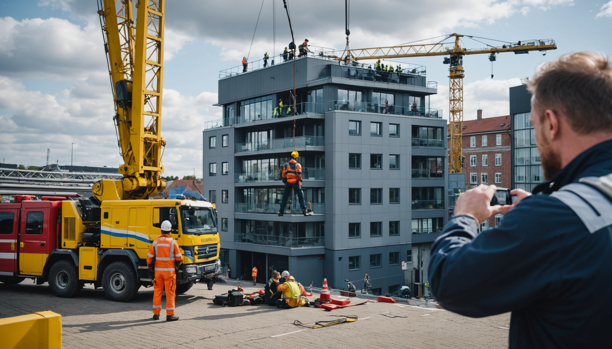 Arbejdsliftulykke i Aalborg: Mand sad fast i ti meters højde
