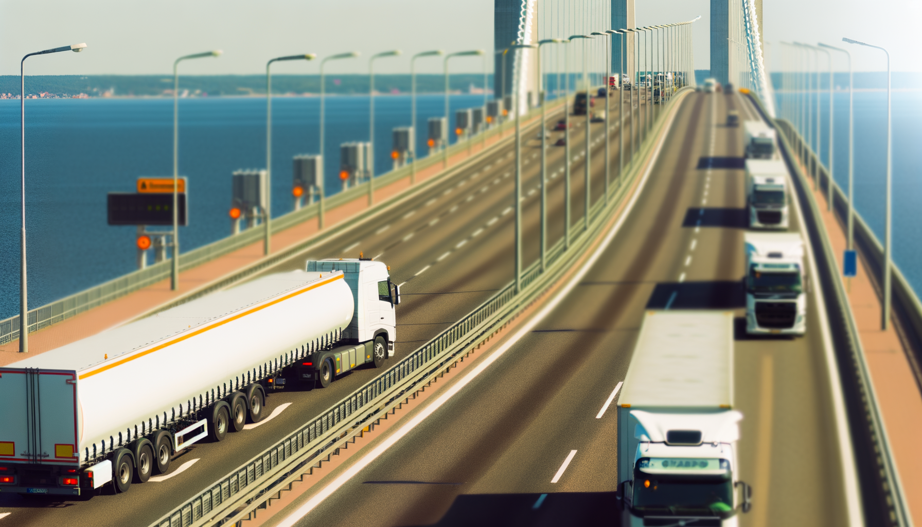 Lastbiler kører over Øresund for billigere diesel