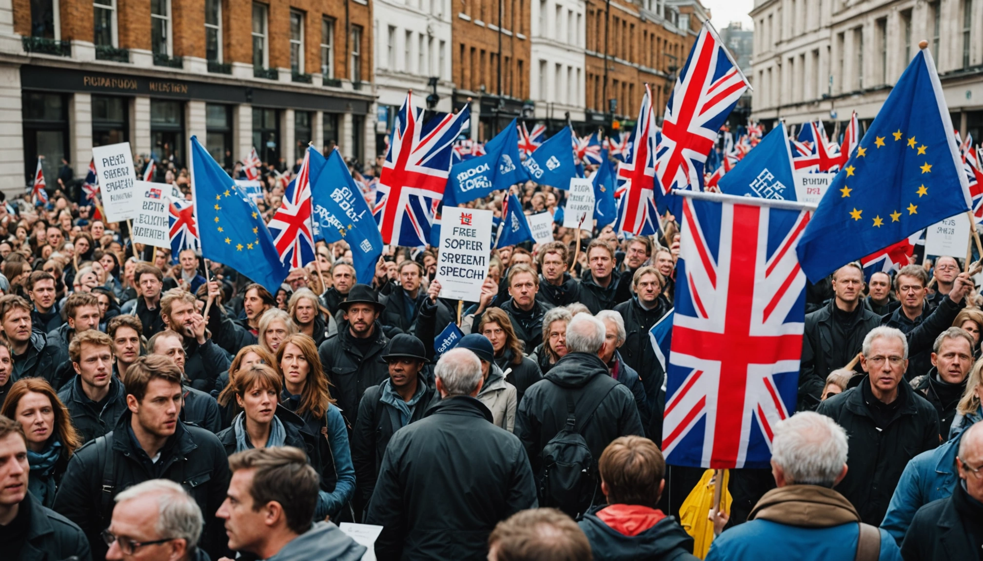 Tusindvis demonstrerer i London for ytringsfrihed og kultur