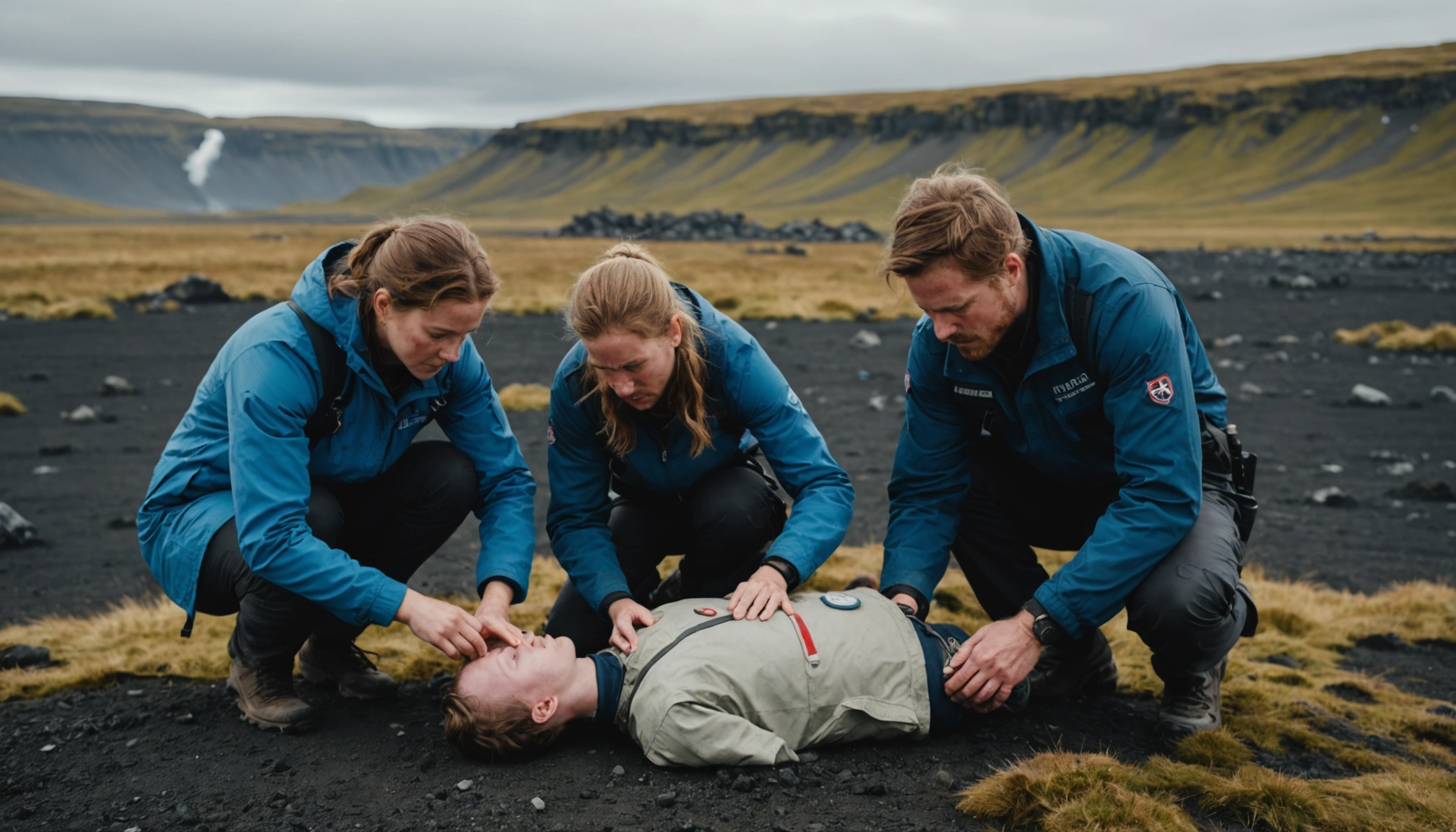 Familien der reddede farens liv med hjertemassage i Island