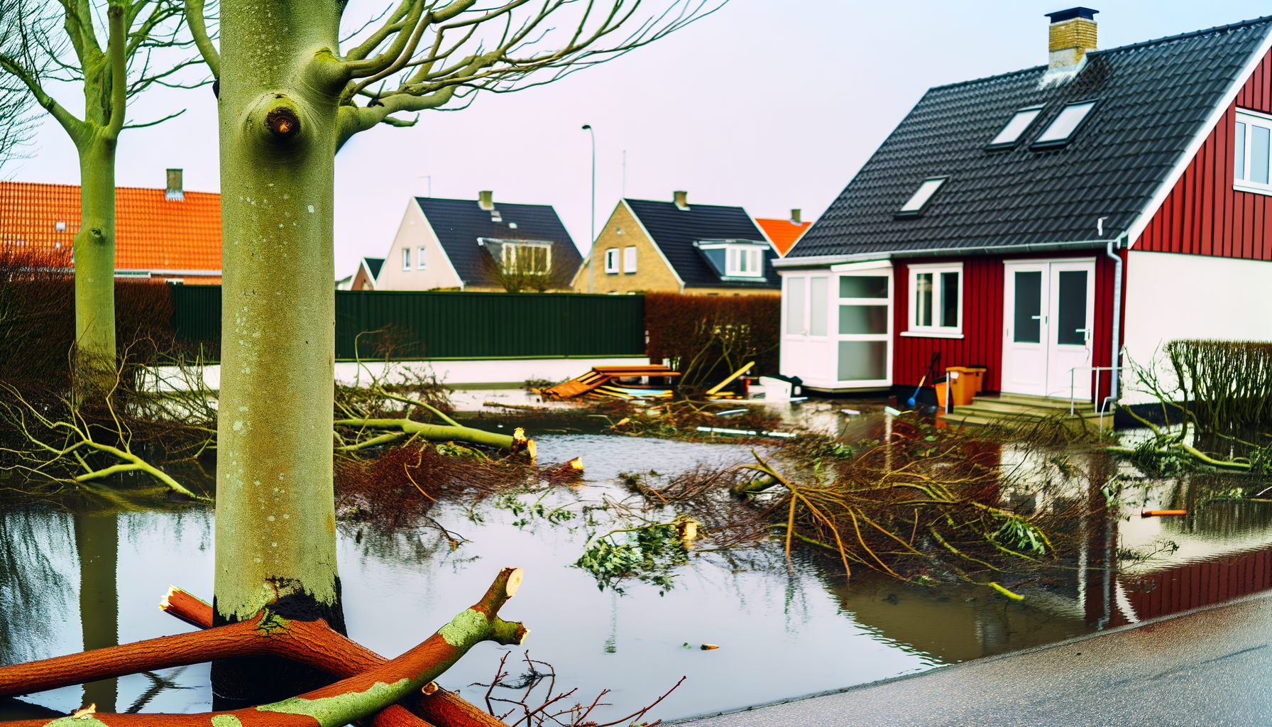 Stormen Amy har forårsaget omfattende skader i Danmark