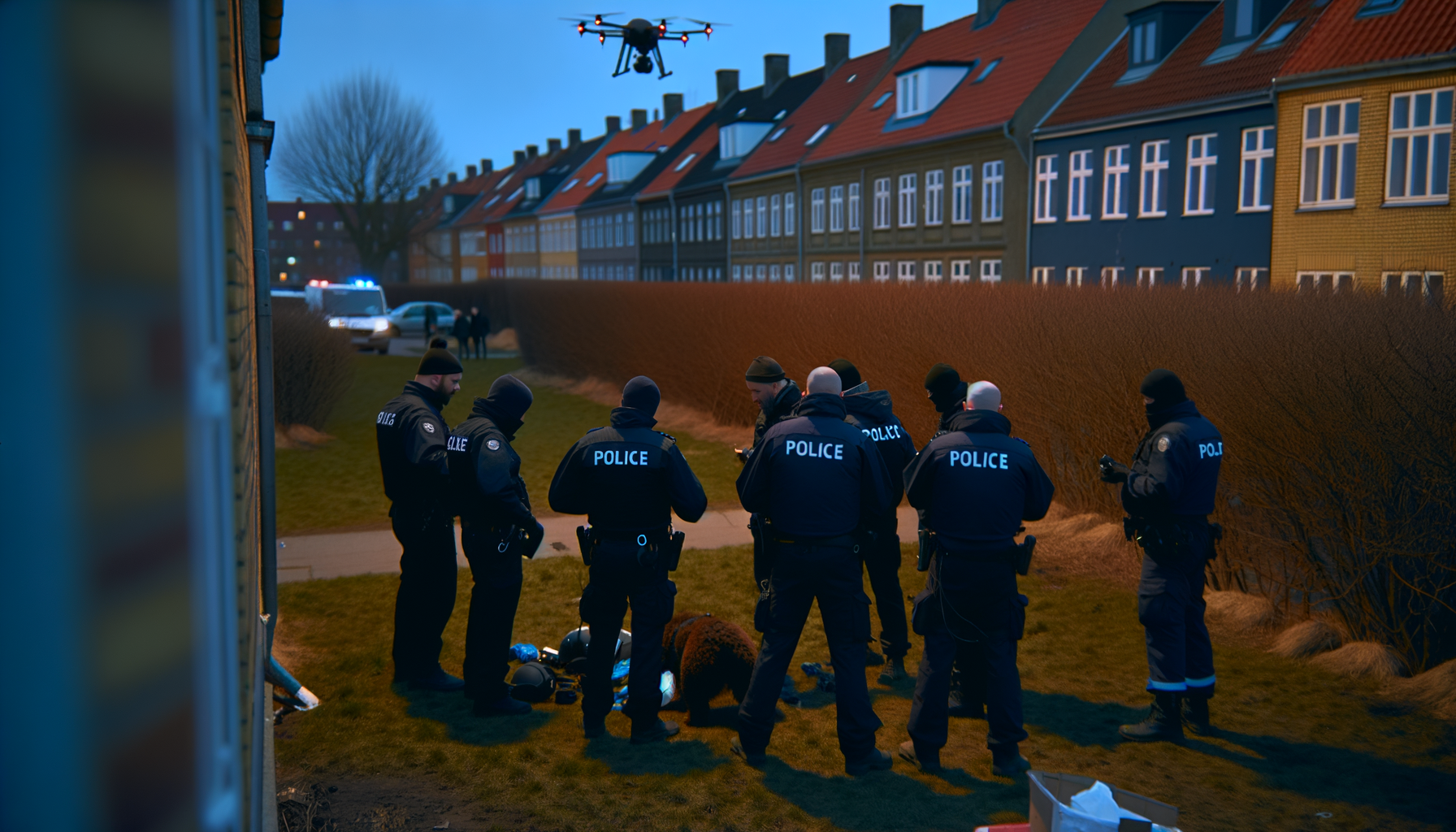 Politiets massive indsats i Næsby: drone og hundepatruljer i aktion