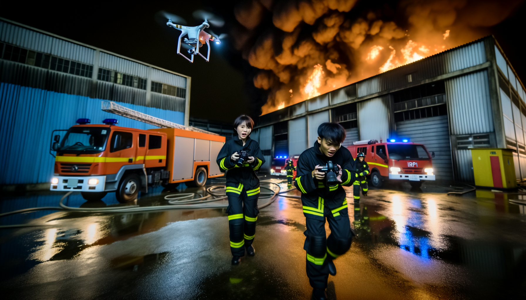 Voldsom brand i industribygning nord for Nørre Aaby