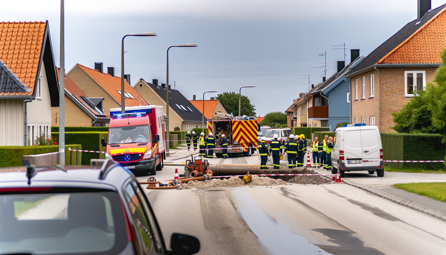 Gasledning overgravet: Strandvejen spærret i begge retninger