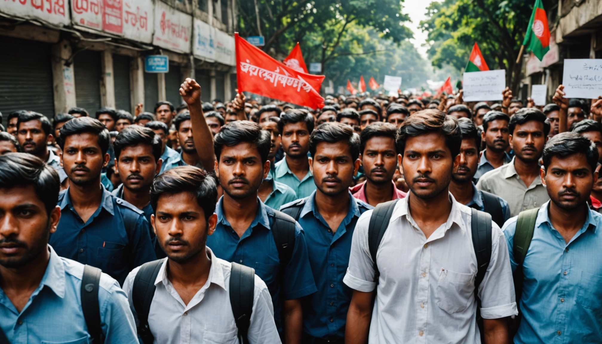 Protester og politisk uro i Bangladesh over kvotesystemet