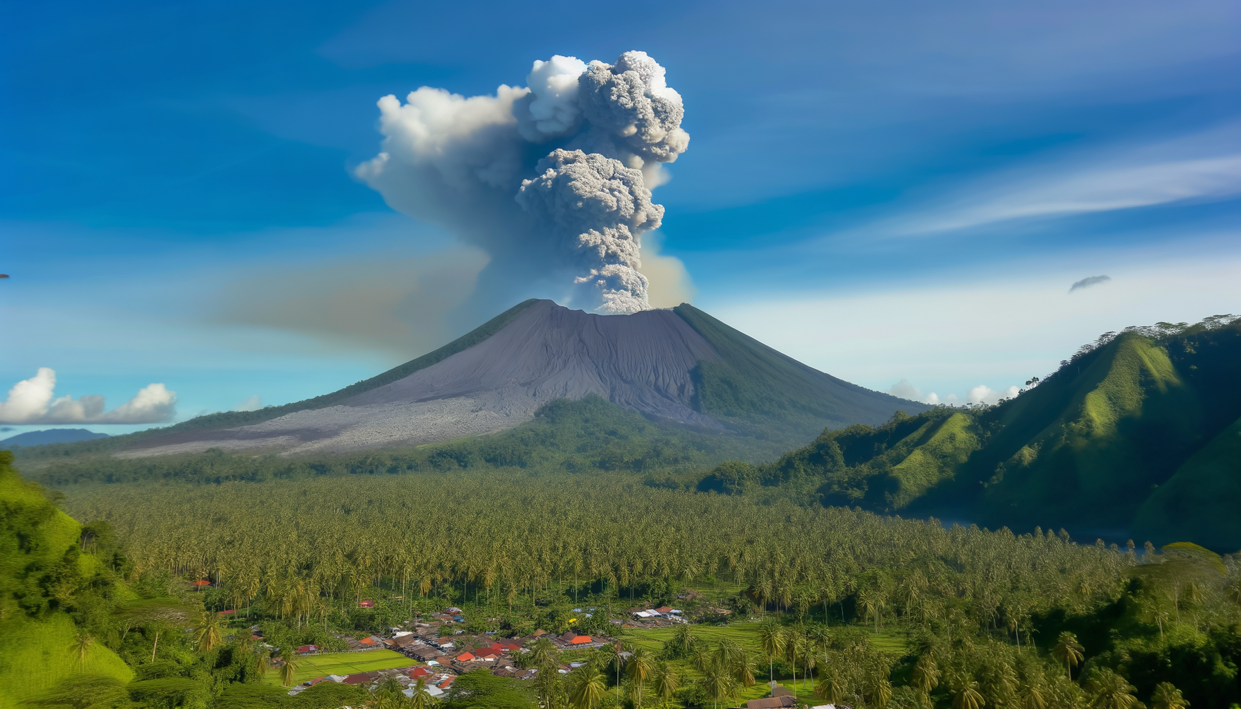 Vulkan i udbrud ved populær feriedestination i Indonesien
