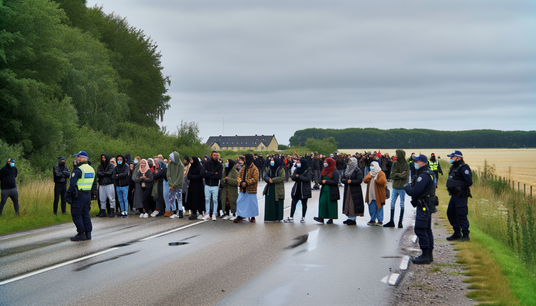 Aktivistgruppe spærrer hovedvej i Vestsjælland: politi massivt tilstede