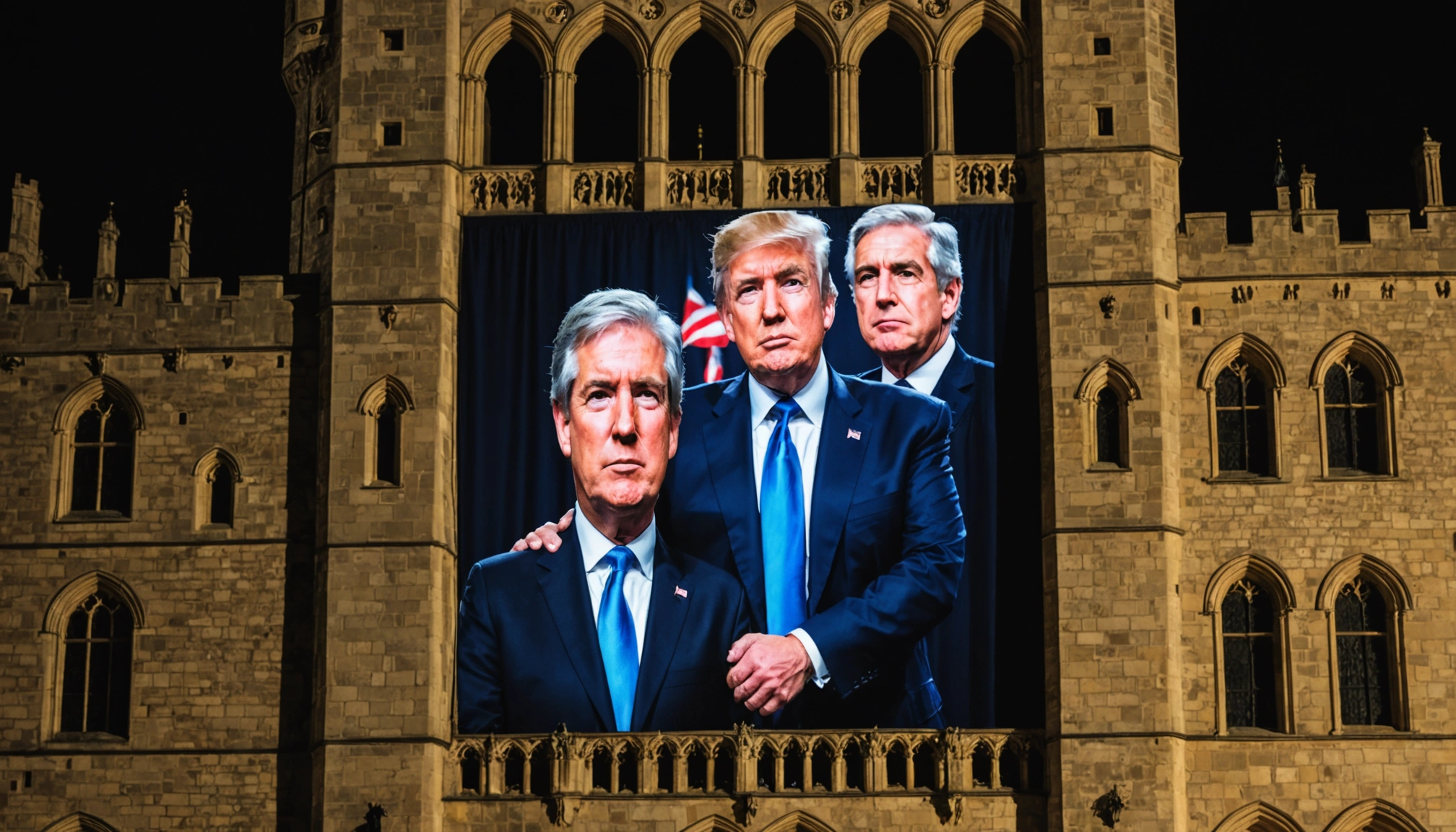 Fire anholdt efter projektionsstunt mod Trump på Windsor Castle