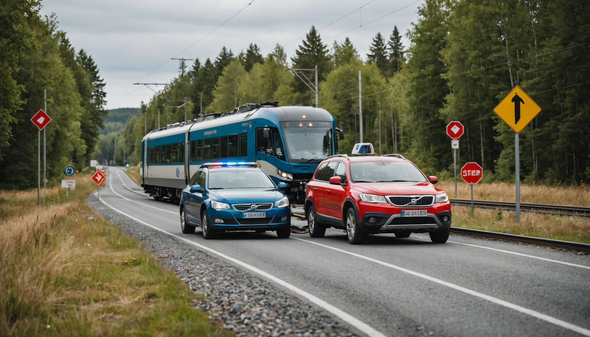 Bil og tog kolliderer ved jernbaneoverskæring i Skene Kommune
