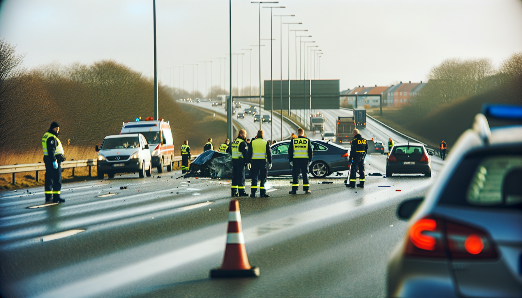 Stort færdselsuheld på E45 i Nordjylland skaber store trafikale udfordringer