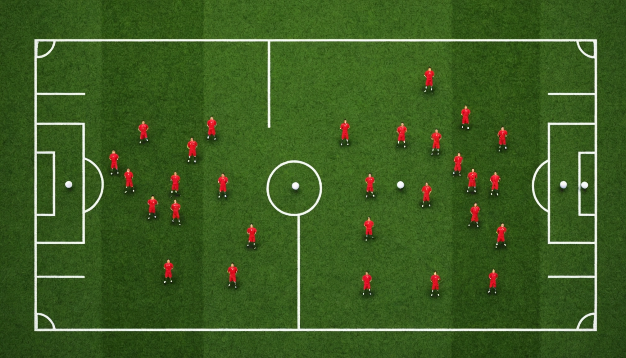Diagram of half a football pitch showing formations
