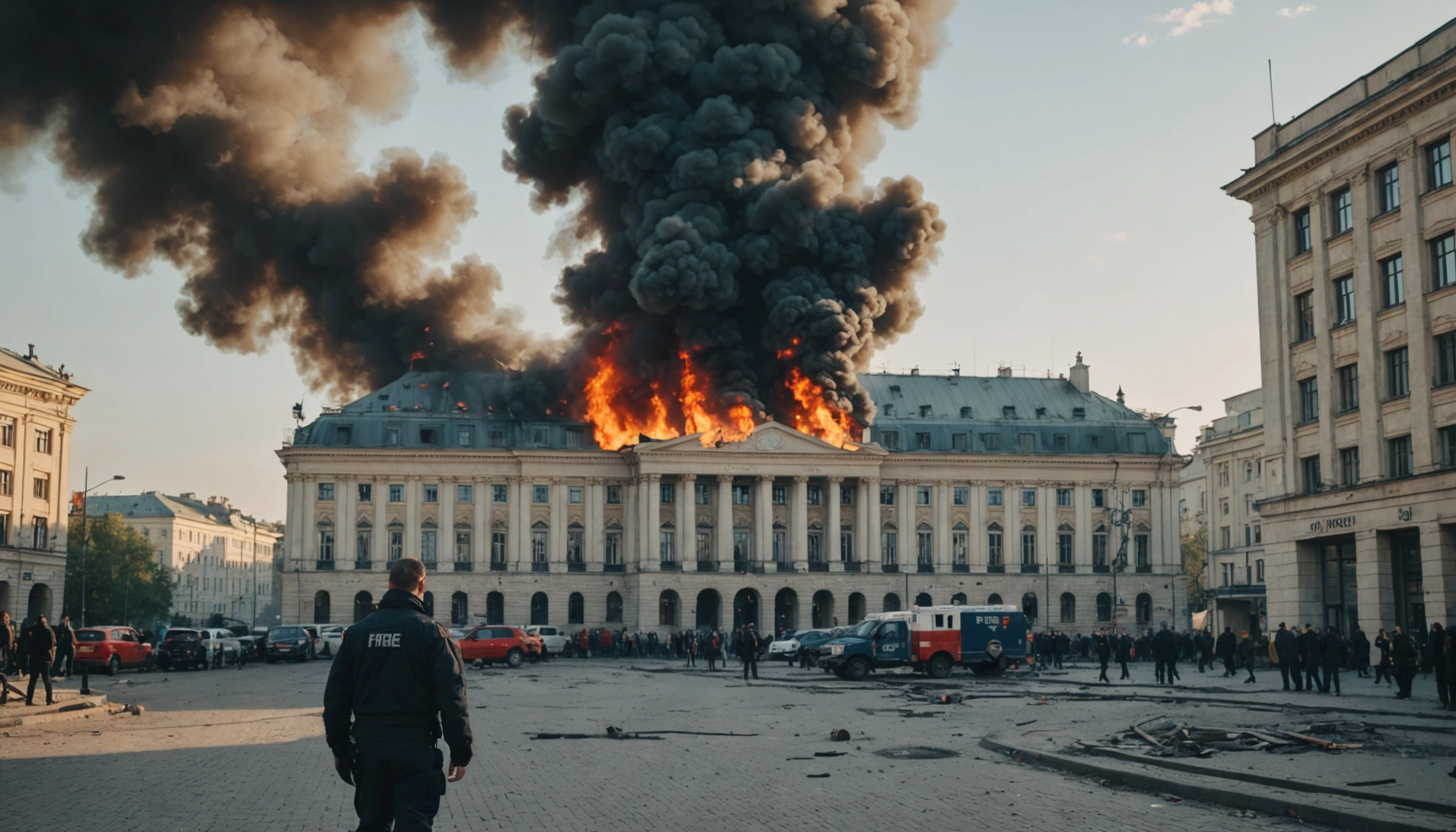 Brand efter russisk droneangreb i regeringsbygning i Kyiv