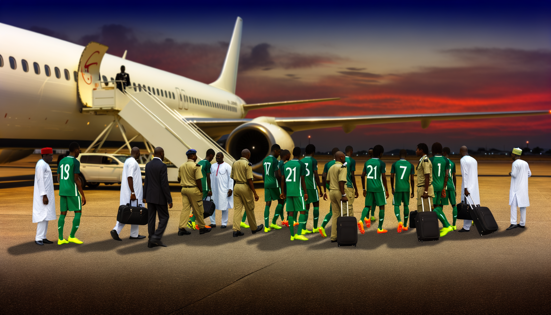 Fly med nigeriansk landshold nødlander efter revnet forrude