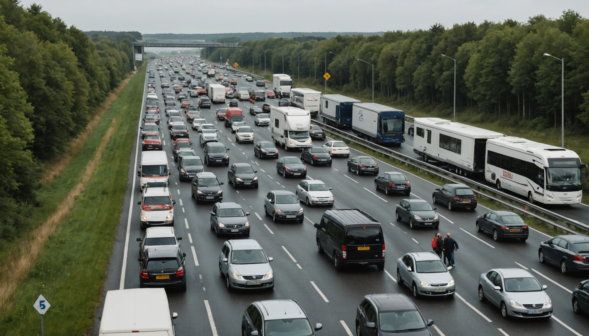 Stor kødannelse på e20 fynske motorvej efter havareret campingvogn
